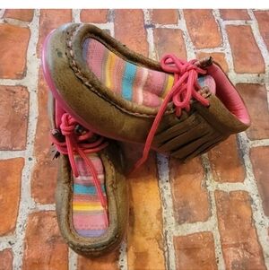 TWISTER GIRLS KIMBERLY Chukka Booties Moccasins Shoes Fringe Sz 12 Guc Aztec
